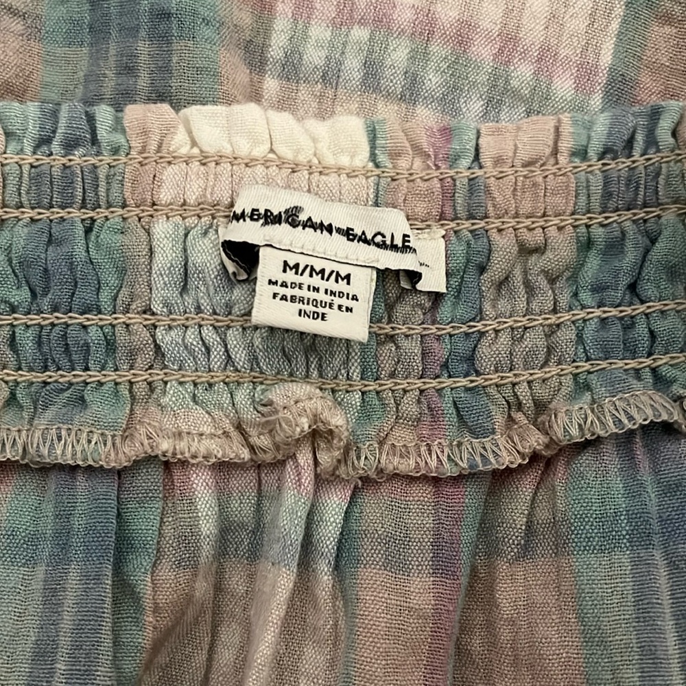 NWOT AE Pastel Plaid Swing Smock Crop Cami Sz M - Picture 6 of 8